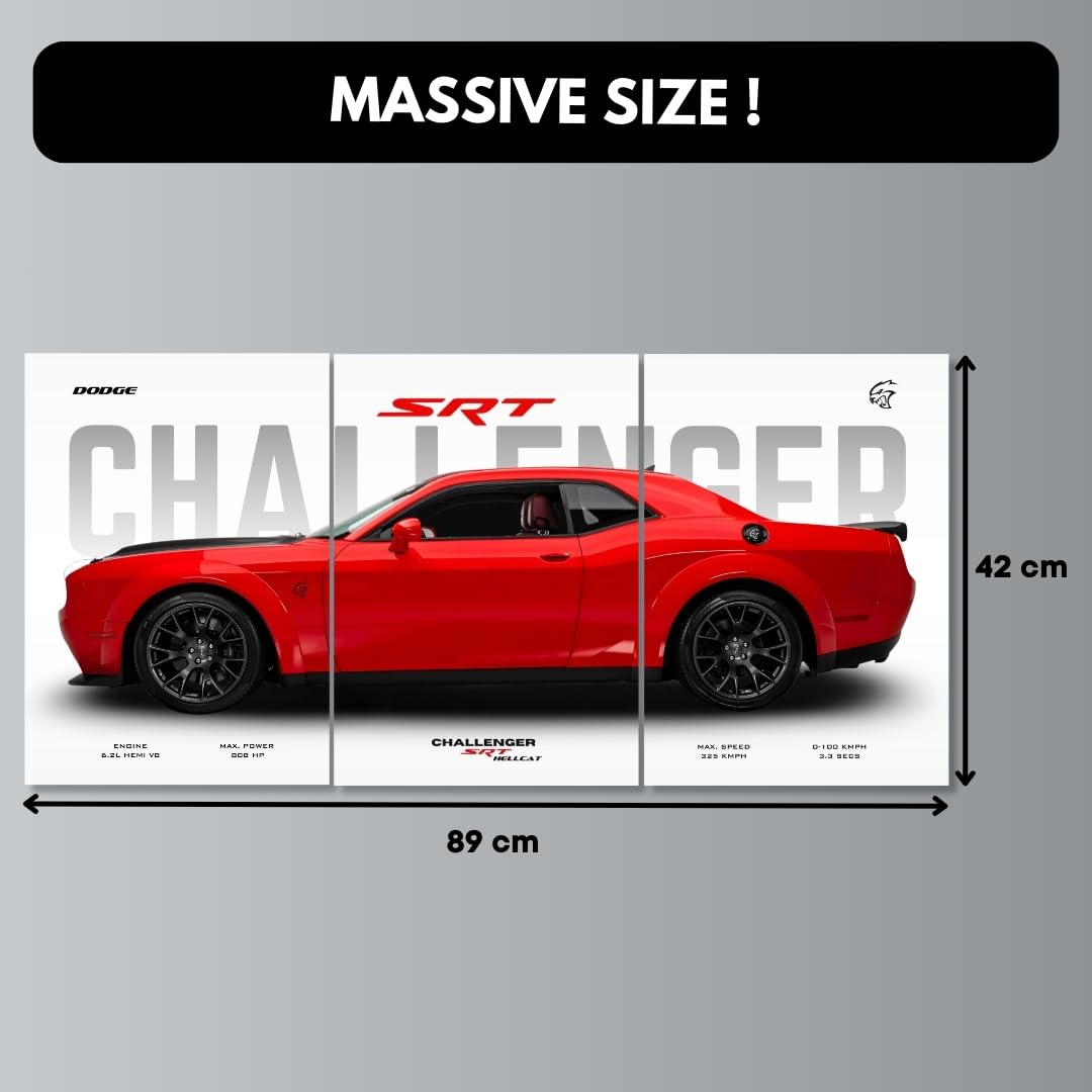 Dodge Challenger Poster Split Design Car Posters | 3 A3 Sized